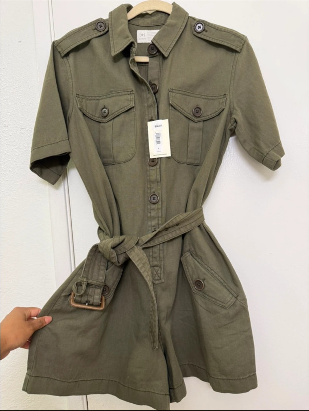 Converse Olive Green Utility Romper with Belt